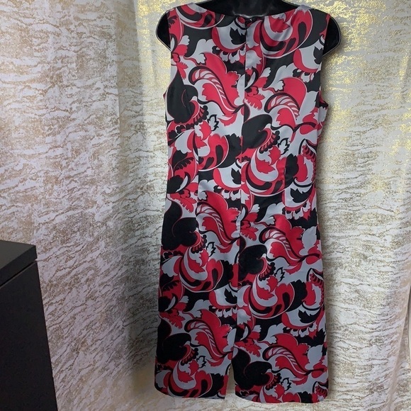 Anne Klein Burgundy and Silver Paisley Print Shift Dress Size 8 - Picture 9 of 17